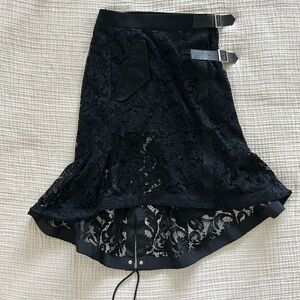 Sacai twill and leather skirt